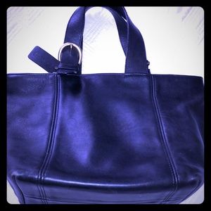 Coach small navy blue tote